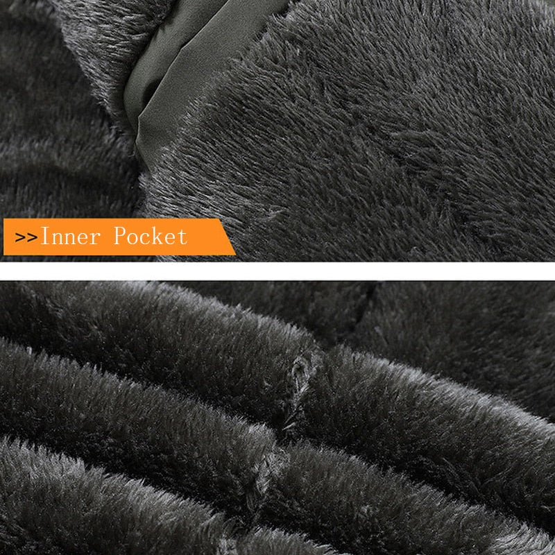 Inner pocket and fleece lining of Antonios WindBreaker Hooded Jacket for men.