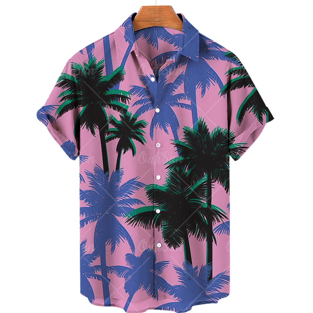 AntoniosClothing Hawaiian summer short-sleeve shirt with palm tree pattern.