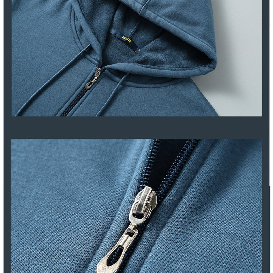 Antonios Solid Hooded Jacket Men with zipper detail, made of cotton and wool, casual style.
