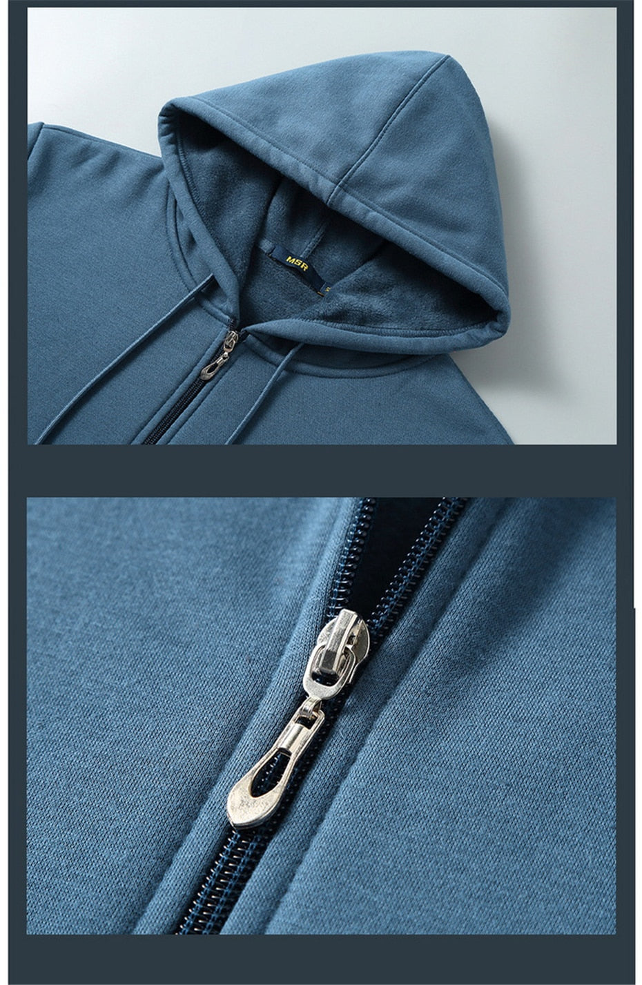 Antonios Solid Hooded Jacket Men with zipper detail, made of cotton and wool, casual style.