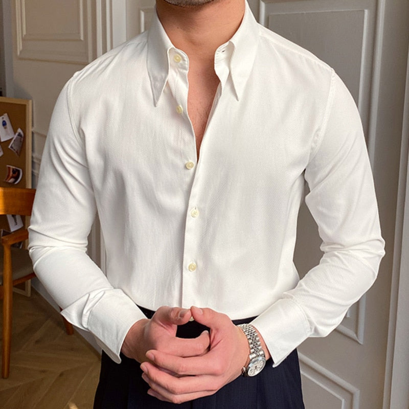 Men's smart casual long sleeve white shirt - Antonios Wedding Shirt.