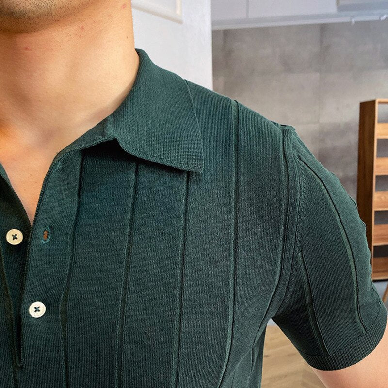 AntoniosClothing Polo Italy T-Shirt, green, slim fit, breathable fabric.