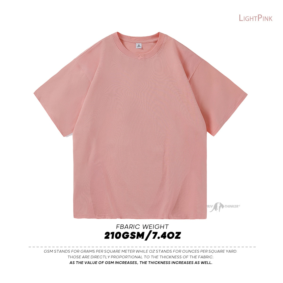 Light pink oversized cotton t-shirt by Antonios, 210 GSM fabric weight.