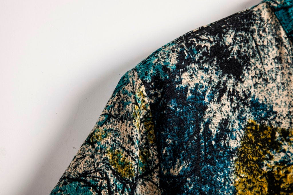 Close-up of Antonios Casual Hawaiian Short-Sleeve Shirt's fabric texture and pattern.