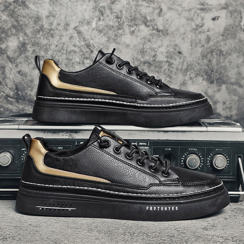 Men's Antonios Casual Leather Shoes in black, stylish and comfortable for casual wear.