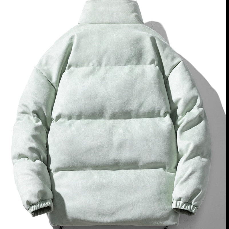 Antonios Faux Suede Puffer Jacket Men in Fruit Green, premium ecological leather, autumn/winter wear.