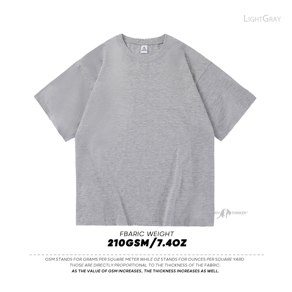 Antonios Oversized Casual Cotton T-Shirt in Light Gray with short sleeves and ribbed crew neck.