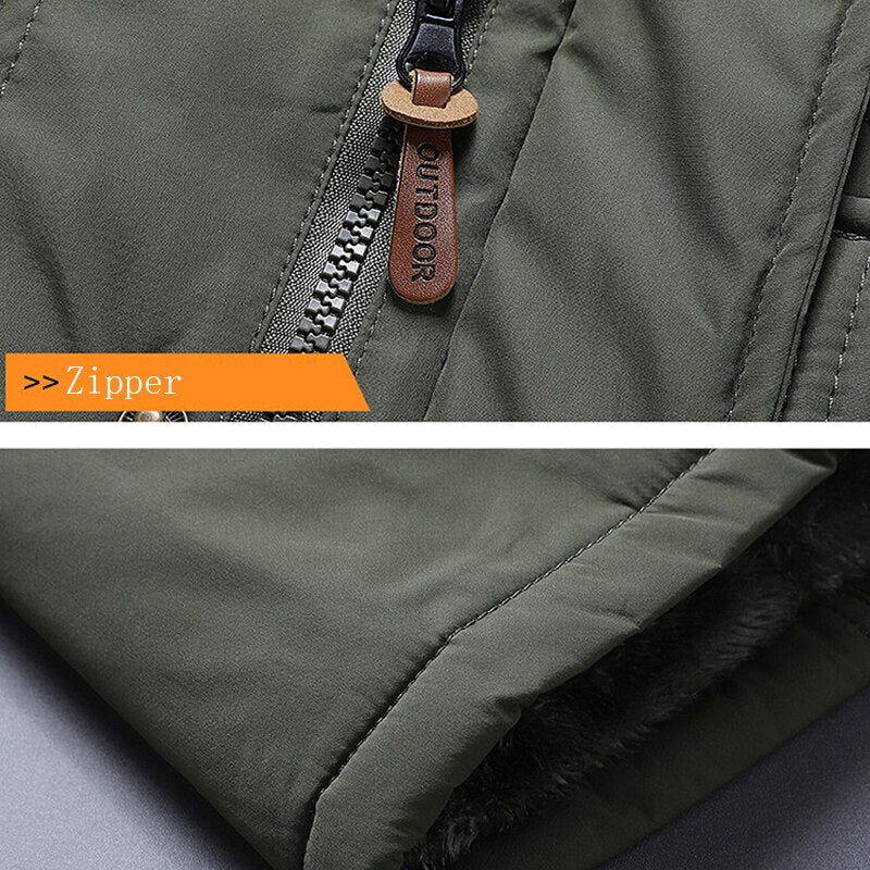 Antonios WindBreaker Hooded Jacket Men close-up showing zipper and hem details in green color.