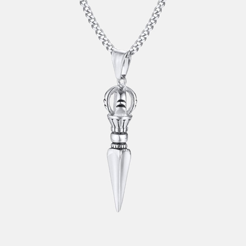 Stainless steel Antonios Saint necklace with a unique pendant design.