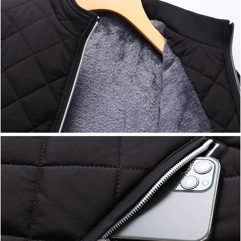 Antonios Winter Jacket - Slim fit, black cotton with quilted pattern, featuring zipper and soft lining.