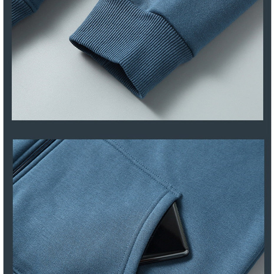 Blue Antonios Solid Hooded Jacket with cuffed wrists and front pocket detail.