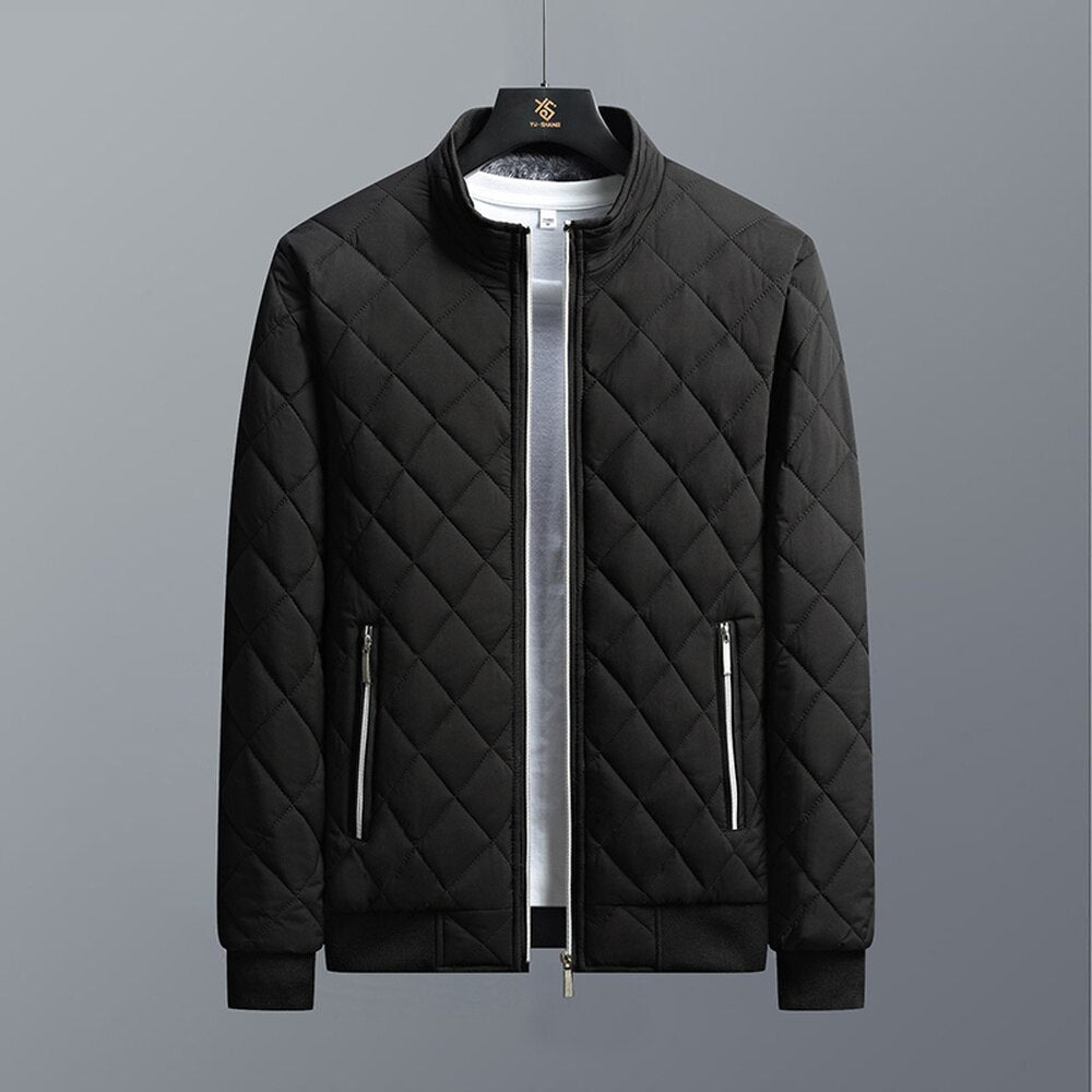 Antonios Winter Jacket for Men in Black, Slim Fit Cotton, Stylish and Warm.