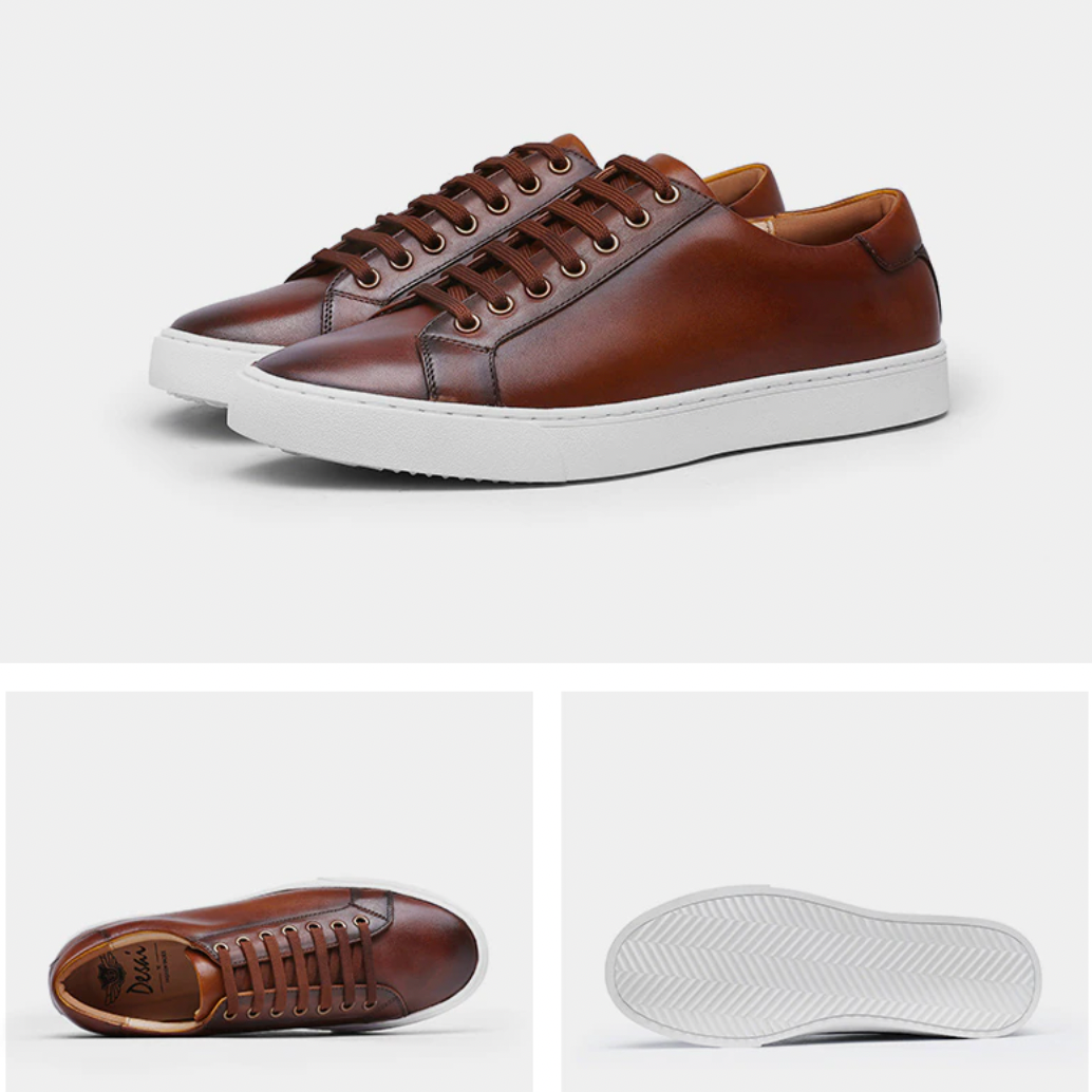 Antonios Genuine Leather Brown Shoes for men with white sole, stylish design.