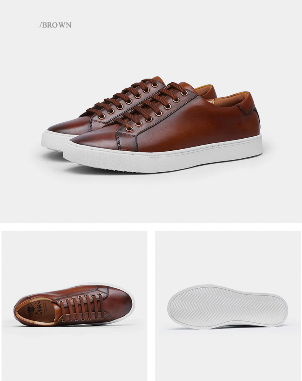 Antonios Genuine Leather Brown Shoes for men with white sole, stylish design.