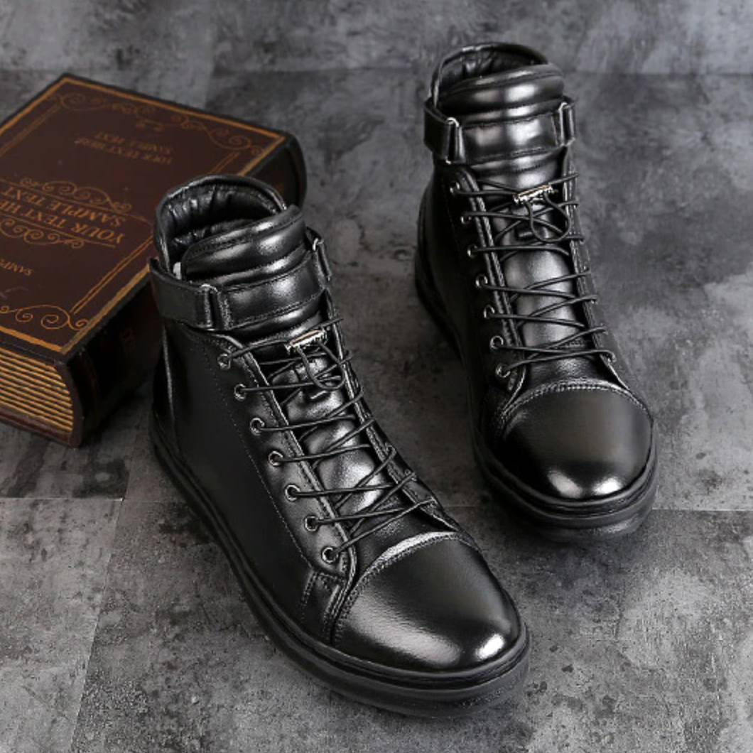 AntoniosClothing genuine leather black high-shoes for men with Italian design.