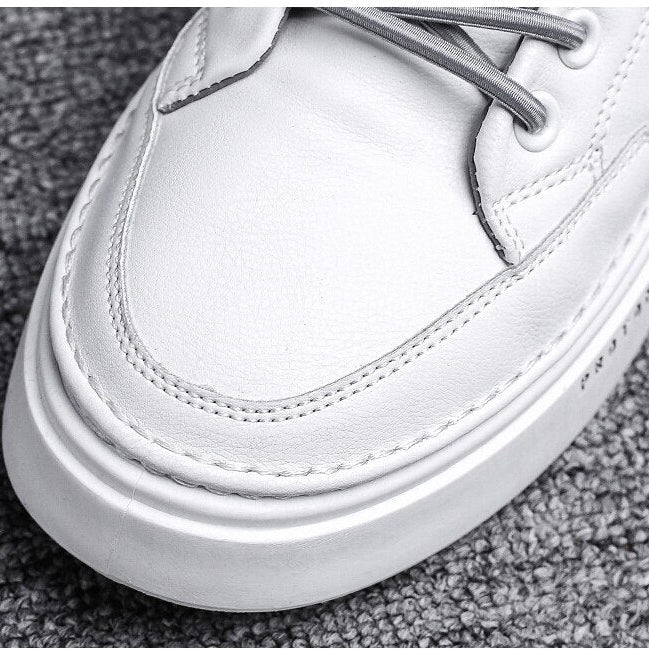 Antonios Casual Leather Shoes in white, showcasing detailed stitching and lace-up design for men's casual wear.