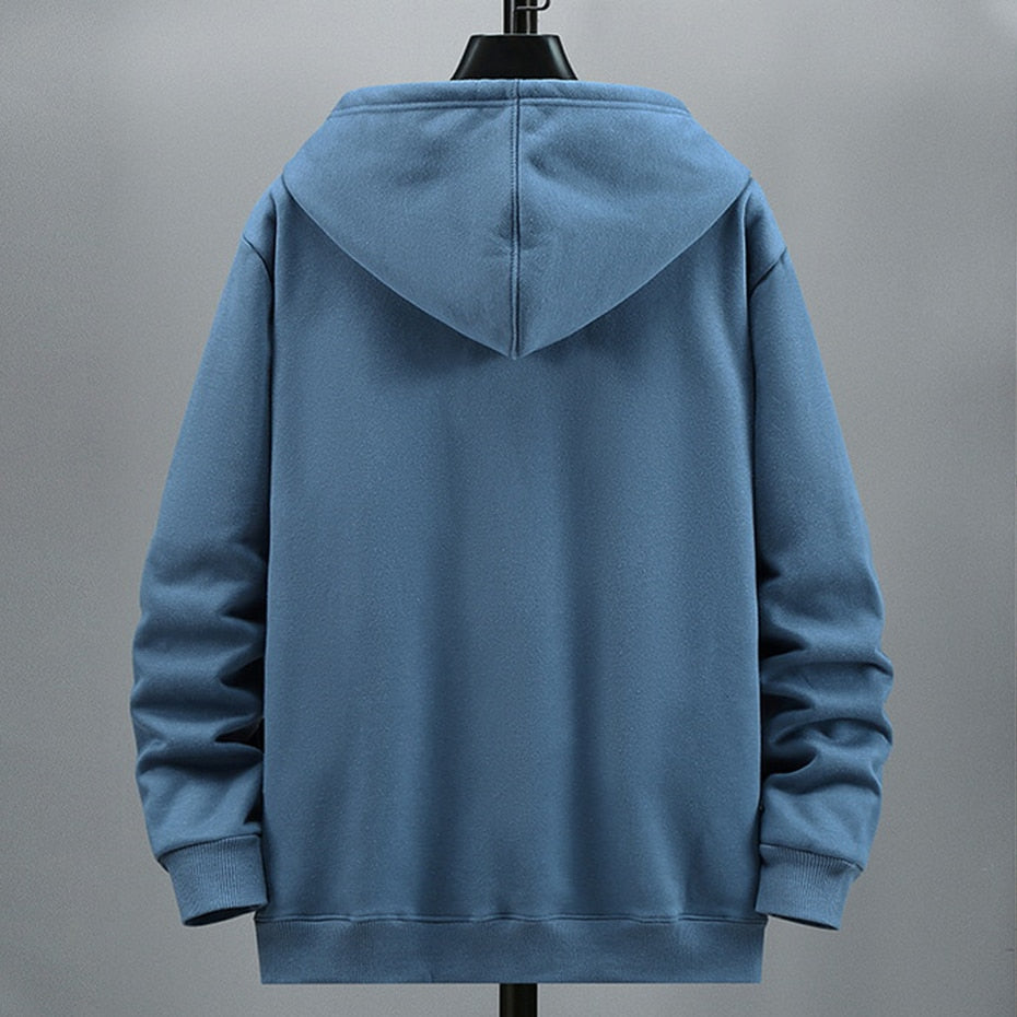 Antonios Hooded Jacket Men, solid blue, cotton-wool blend, casual wear.