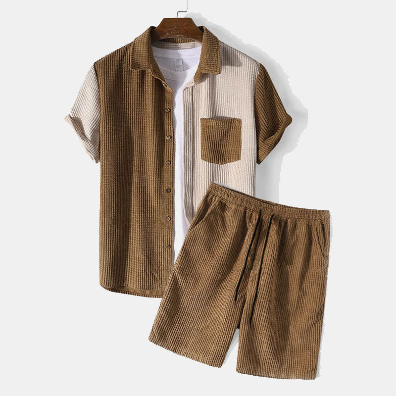 Antonios Summer Set 2 piece with two-color vintage design, breathable fleece fabric.