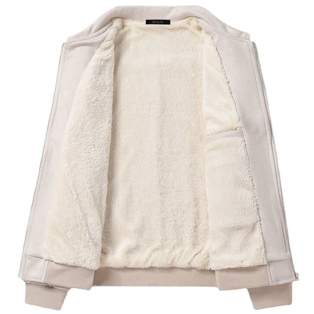 Antonios Suede Winter Fur Jacket with plush fleece lining exposed.