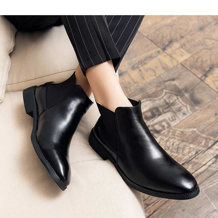 Antonios Business Black Leather Boots with eco-friendly leather and non-slip rubber outsole.