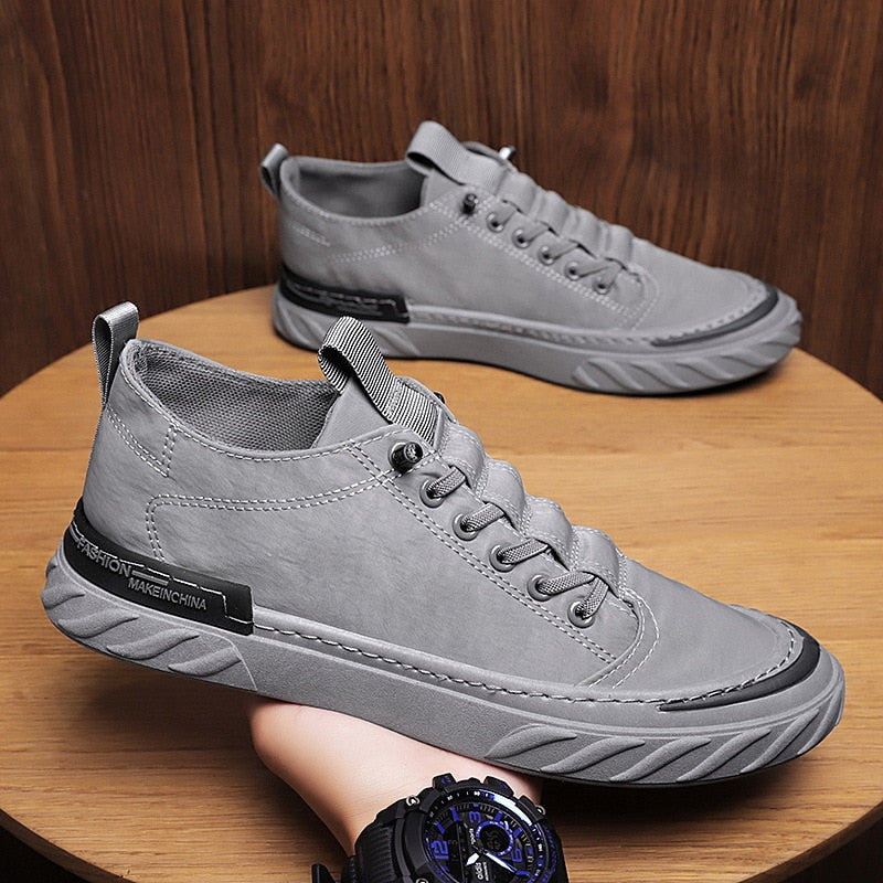 AntoniosClothing Canvas Autumn Shoes in gray, breathable, comfortable men's sneakers for casual wear.