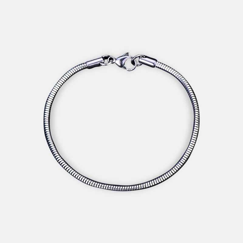 Antonios Snake Stainless Steel Bracelet for men, silver plated with snake chain design, adjustable fit.