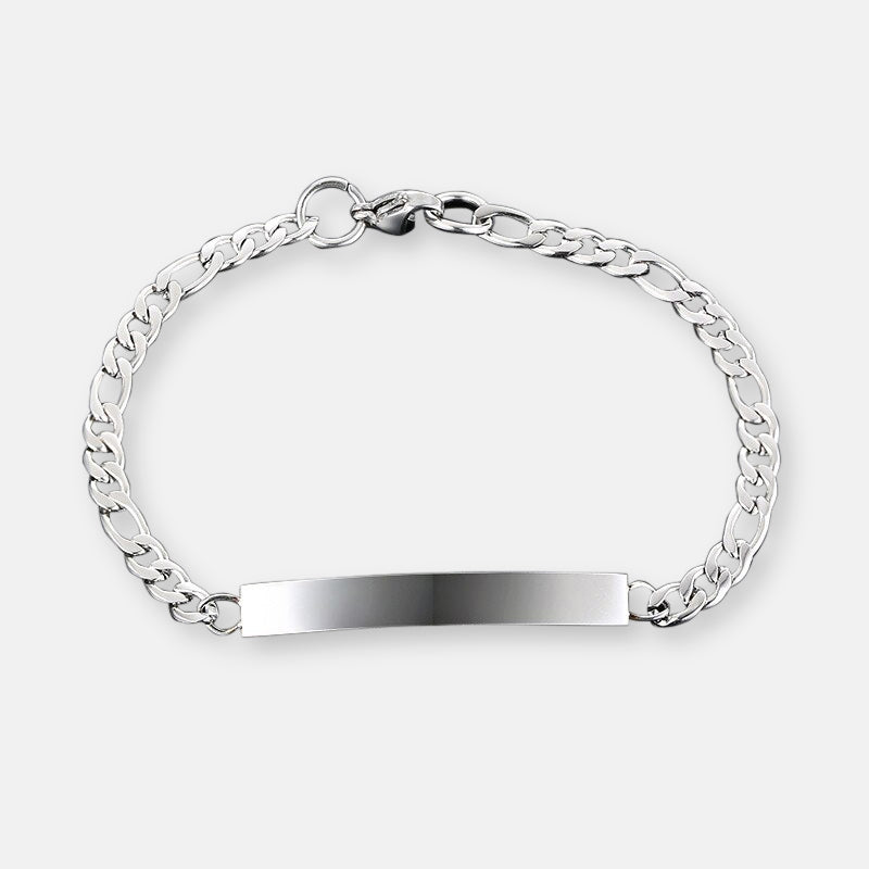 Antonios Minimalist Stainless Steel Bracelet with matte finish and engraved detailing.