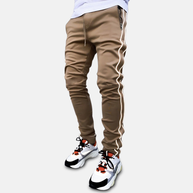 Men's beige joggers from Antonios Tech Style, featuring a sleek design with a relaxed fit.