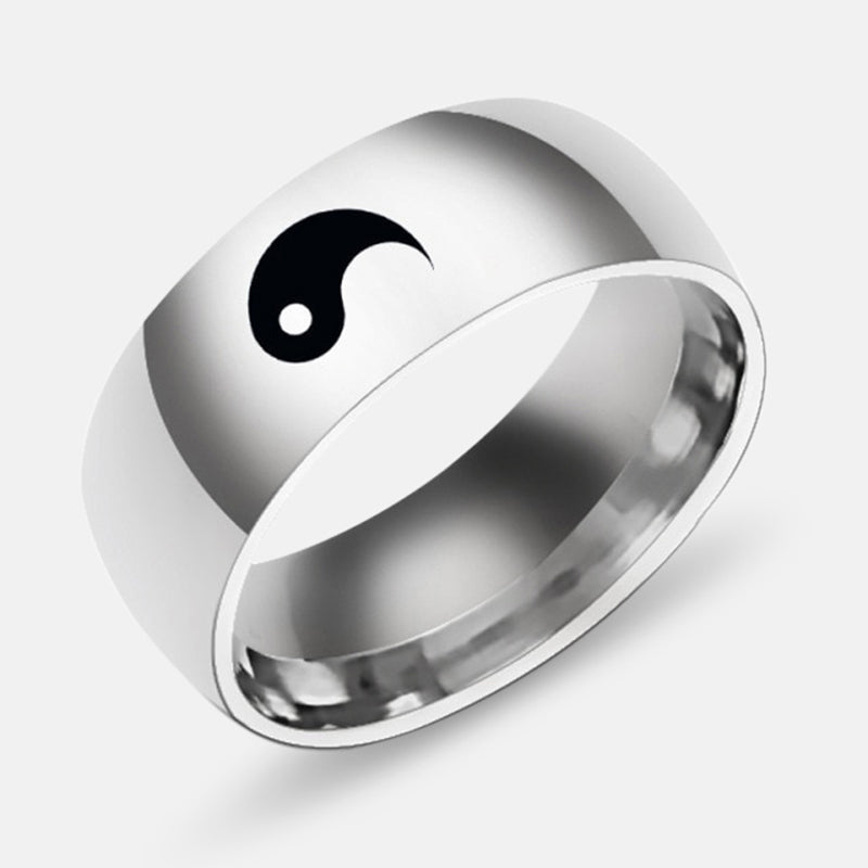 Antonios Yin Yang stainless steel ring for men, vintage style.