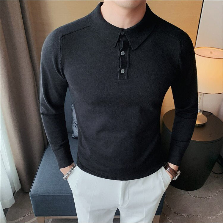 Antonios Casual Slim Long Sleeved Polo T-Shirt Men - Antonios