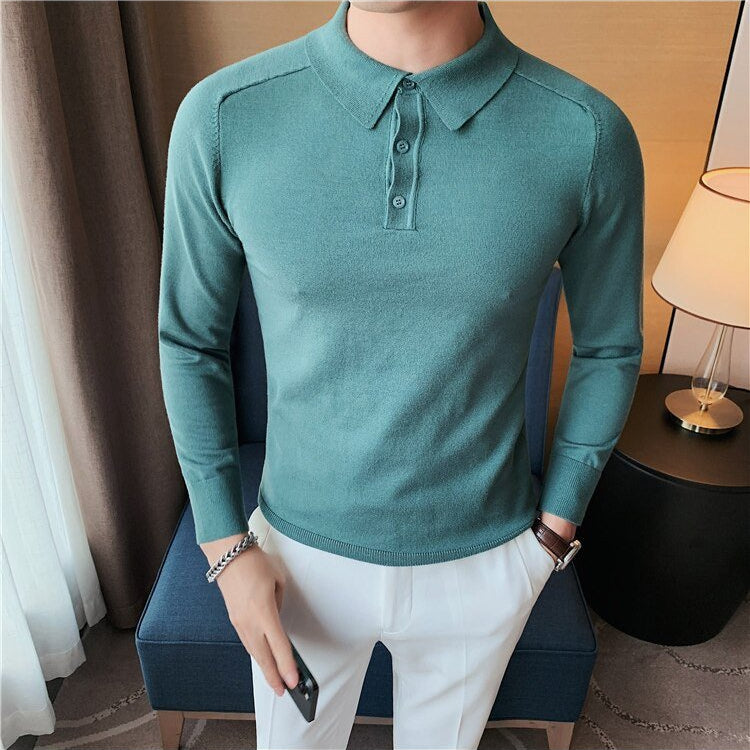 Antonios Casual Slim Long Sleeved Polo T-Shirt Men - Antonios