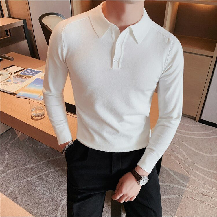 Antonios Casual Slim Long Sleeved Polo T-Shirt Men - Antonios