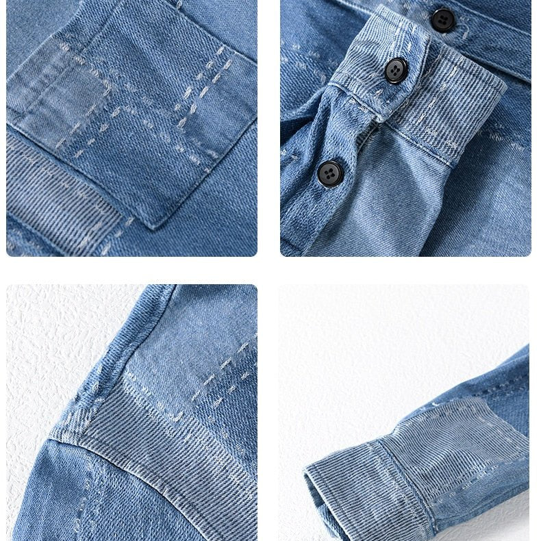 Antonios Long Sleeve Denim Shirt Men - Antonios