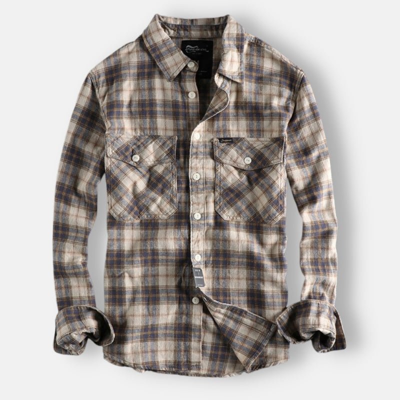 Antonios Retro Plaid Long Sleeve Shirt Men - Antonios