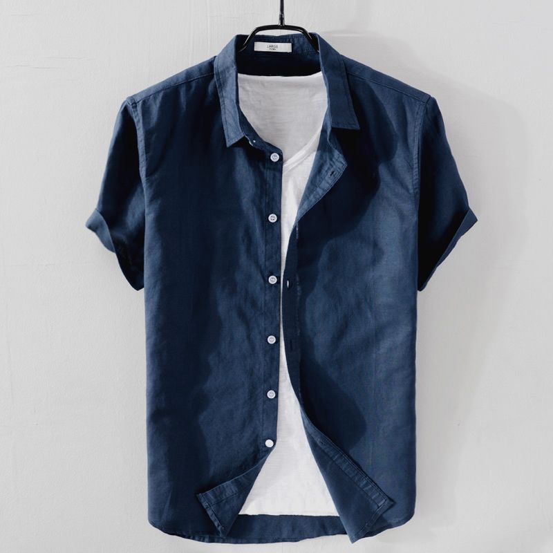 Antonios Short - sleeve Linen Shirt - Antonios