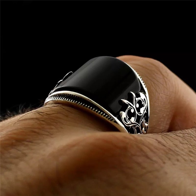 Antonios Stainless Steel Black Ring Men - Antonios