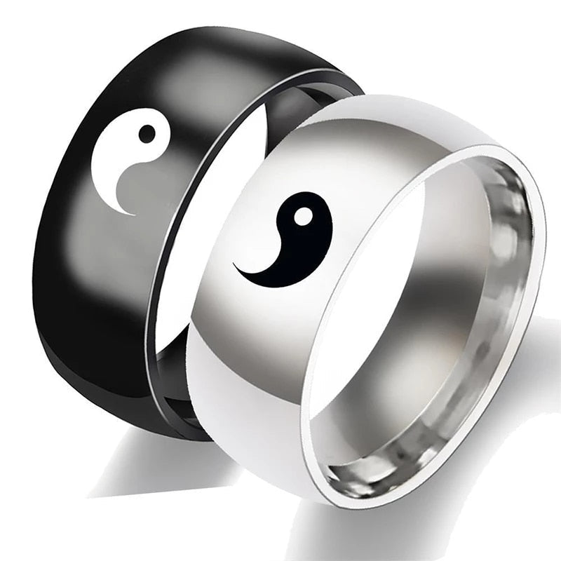 Antonios Yin Yang Stainless Steel Ring Men - Antonios