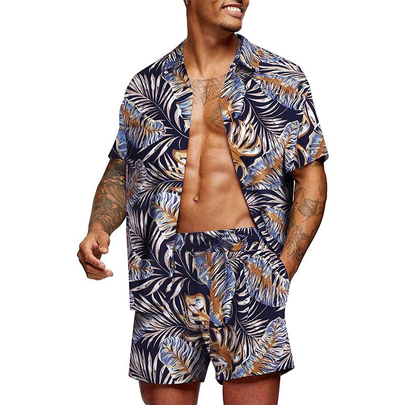 Antoniosclothing Hawaiian casual summer print set 2 piece ( T-Shirt+Shorts) - Antonios