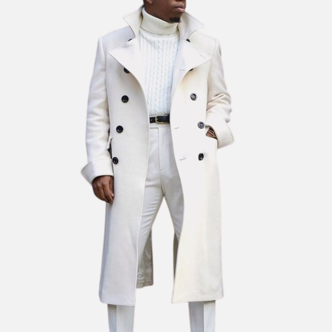 Antonios Autumn Solid Coat Men in white, casual or elegant style, ideal with boots and jeans.
