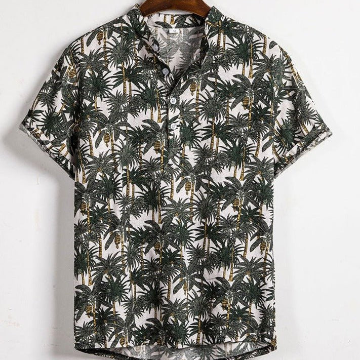Beach Hawaiian Floral Print Short Sleeve Shirt - Antonios