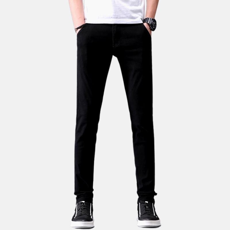 Antonios Slim Fit Cotton Stretch Trousers for Men featuring modern vintage style.