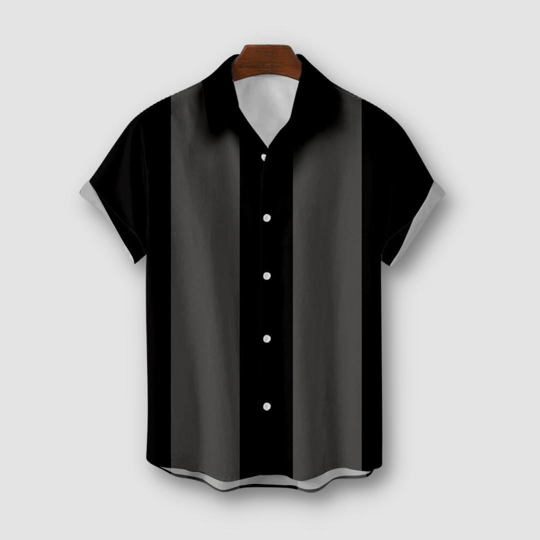 AntoniosClothing summer striped casual shirt in black, breathable and comfortable.