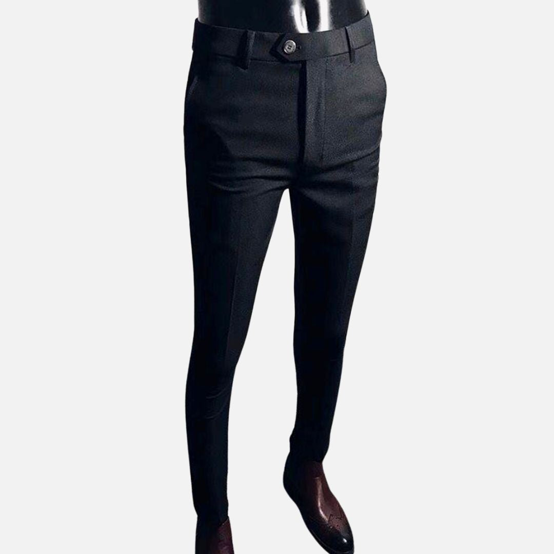Antonio Business Trousers in black, full-length cotton, suitable for formal and casual occasions.