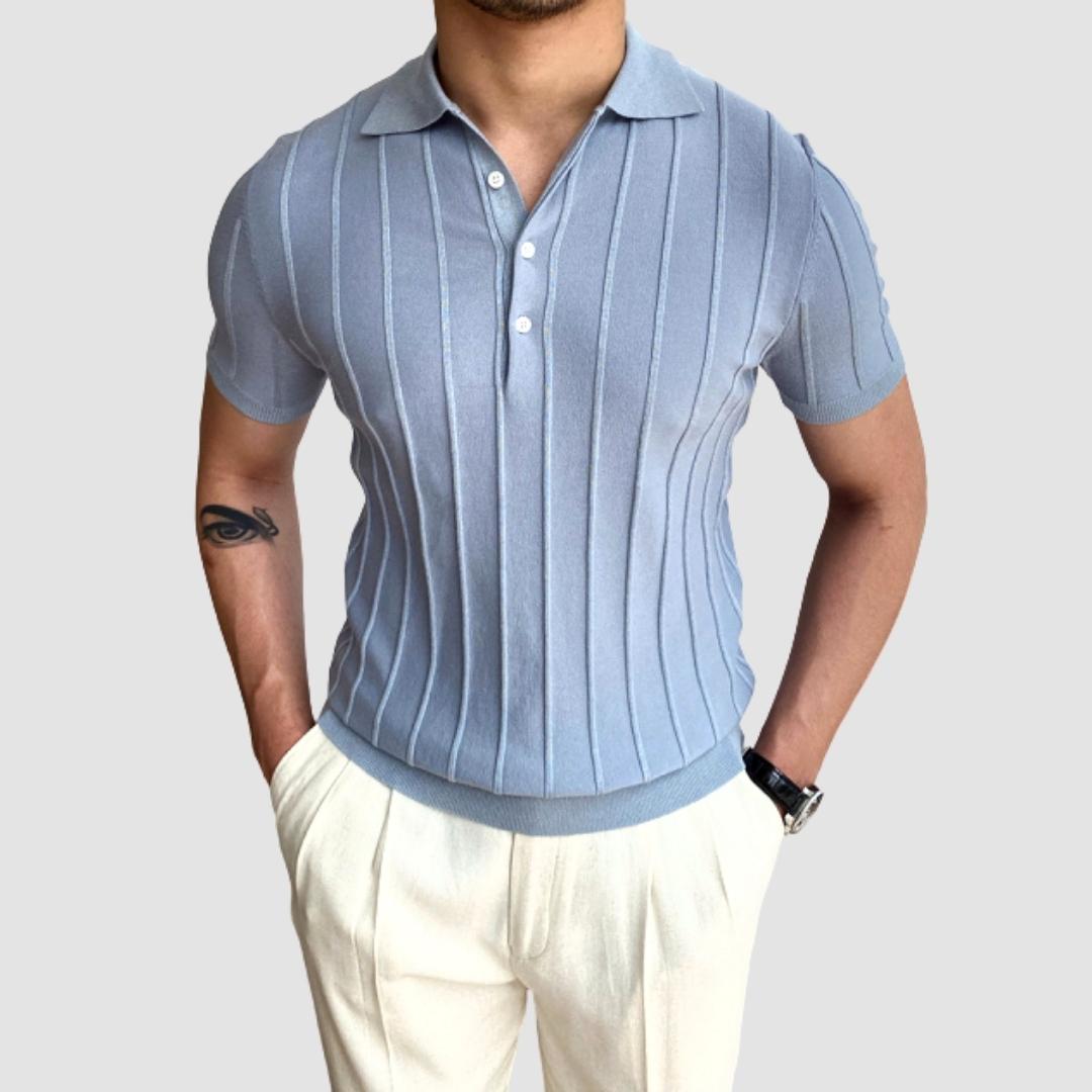 Antonios Slim T-Shirt in blue with a solid pattern design for a casual summer look.
