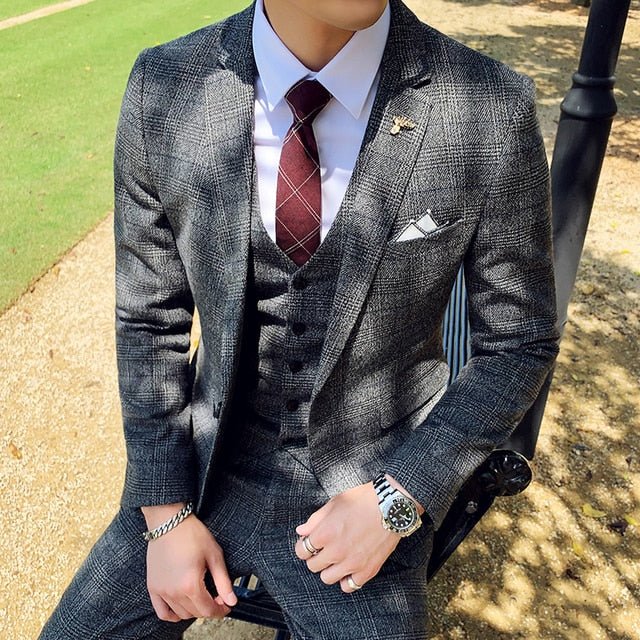 British Business 3 Piece Suit(blazer+vest+pants) - Antonios