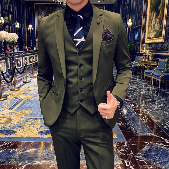 British Business 3 Piece Suit(blazer+vest+pants) - Antonios