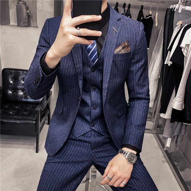 British Business 3 Piece Suit(blazer+vest+pants) - Antonios