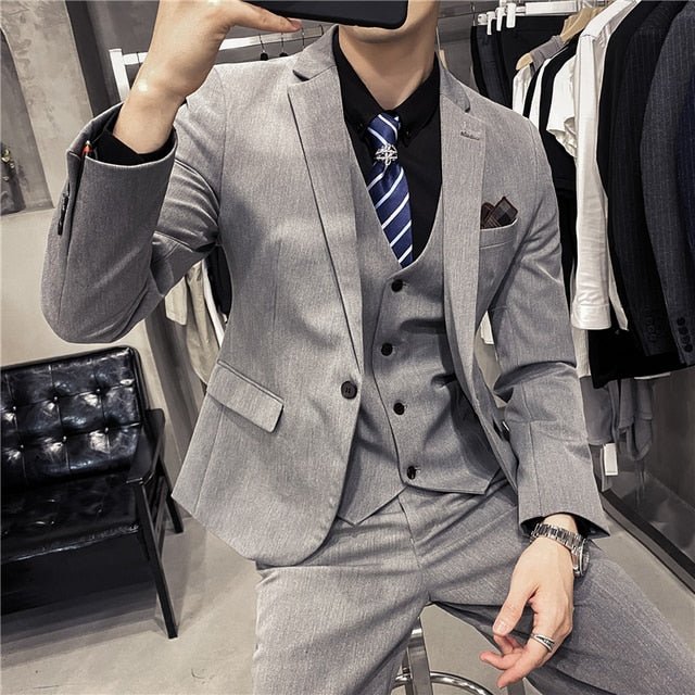 British Business 3 Piece Suit(blazer+vest+pants) - Antonios