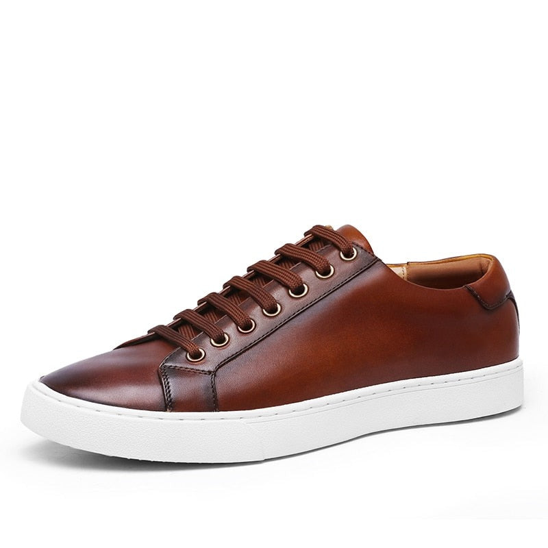 Antonios Genuine Leather Brown Shoes, classic design, cow leather, smart-casual, breathable comfort.