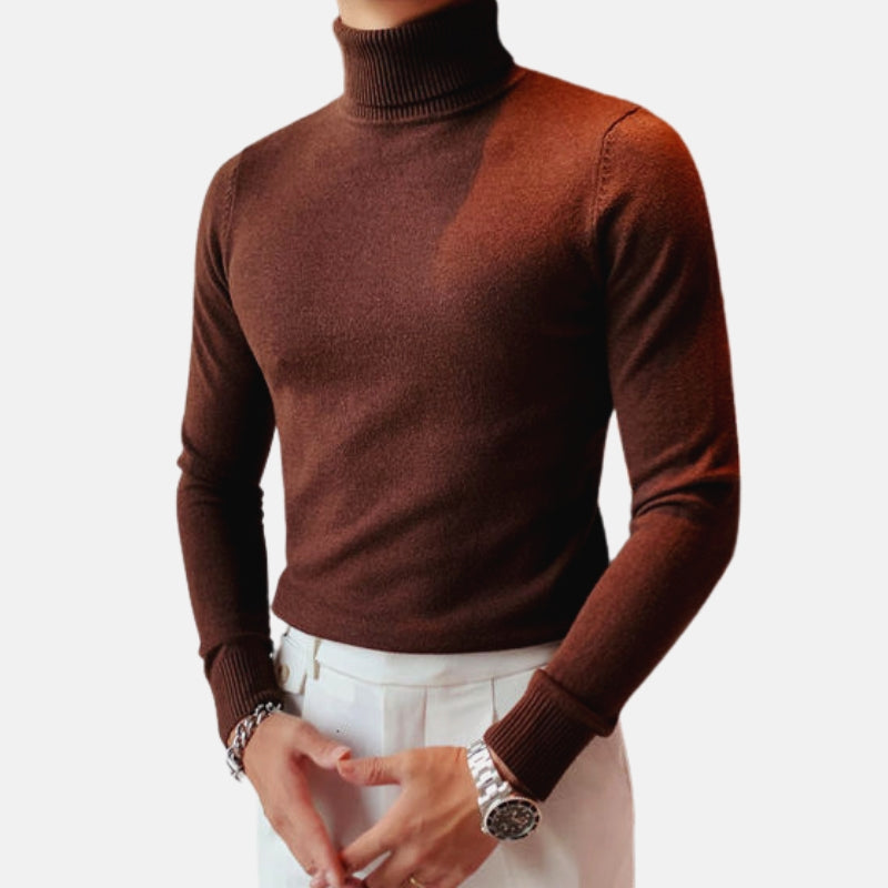 Antonios Perry Sweater in brown, 100% cotton, men’s fashion, casual elegant style.